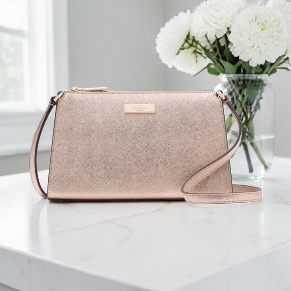 Kate Spade Kenzie Limited Edition Metallic Mini Crossbody Purse Rose Gold KI982